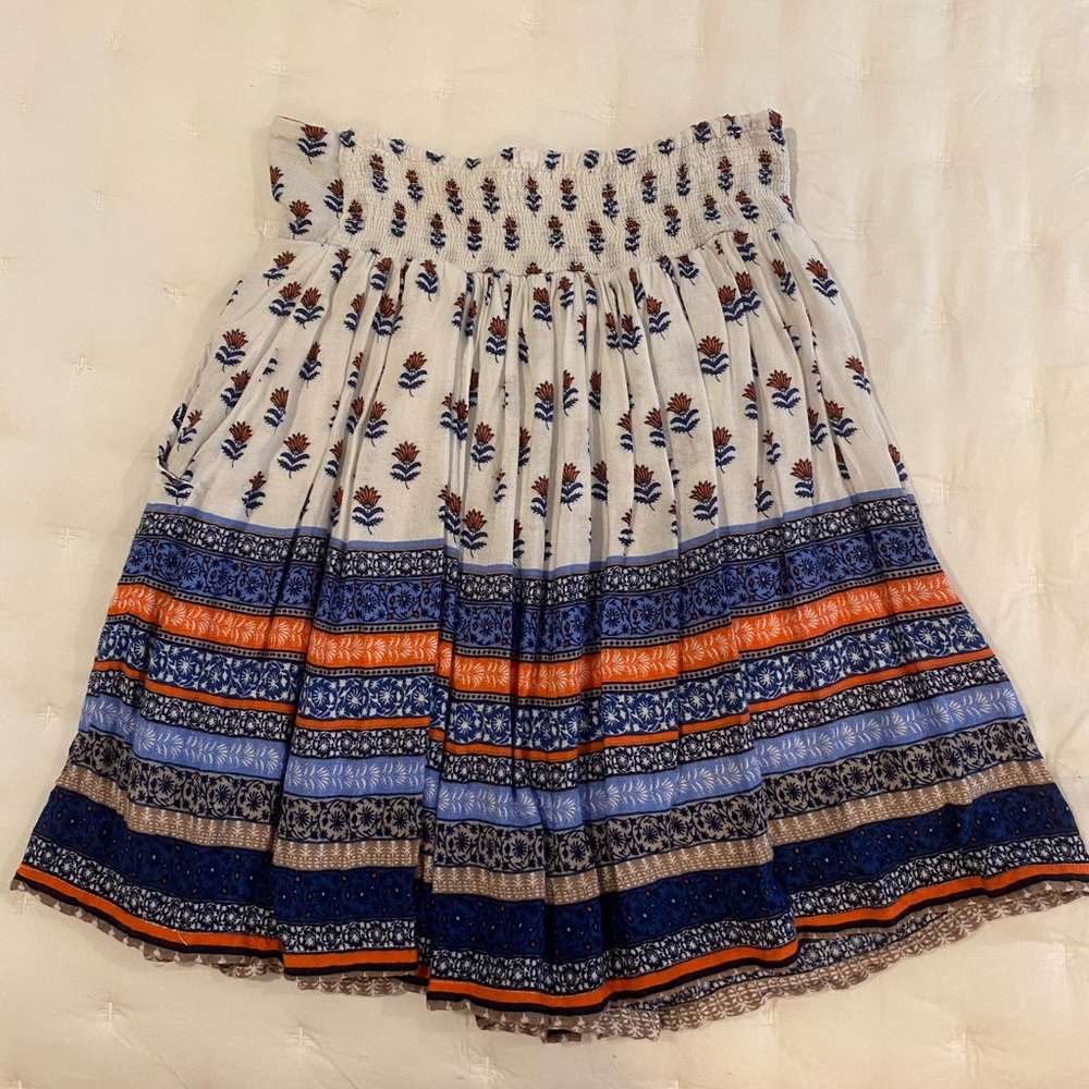 Japna Orange and Blue Patterned Skirt